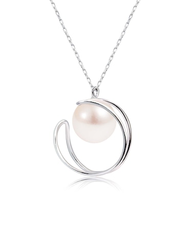 ネックレス レディース あこや真珠 パール 一粒 月 ムーンモチーフ Pt900 プラチナ K18 18金 ゴールド