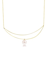 ネックレス レディース あこや真珠 パール 一粒 ダブルライン Pt900 プラチナ K18 18金 ゴールド