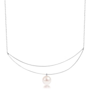ネックレス レディース あこや真珠 パール 一粒 ダブルライン Pt900 プラチナ K18 18金 ゴールド