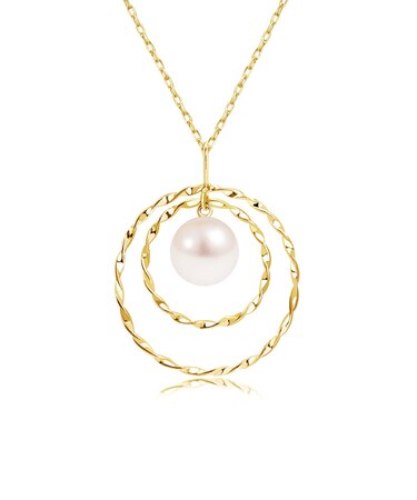 ネックレス レディース あこや真珠 パール 一粒 ダブルサークル Pt900 プラチナ K18 18金 ゴールド