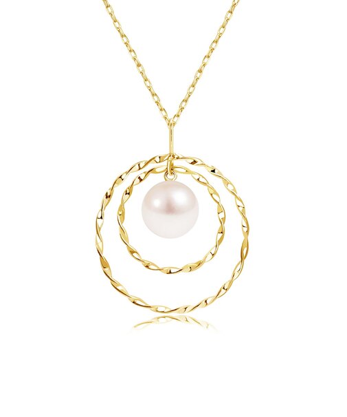 ネックレス レディース あこや真珠 パール 一粒 ダブルサークル Pt900 プラチナ K18 18金 ゴールド