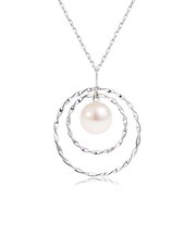 ネックレス レディース あこや真珠 パール 一粒 ダブルサークル Pt900 プラチナ K18 18金 ゴールド