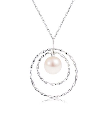 ネックレス レディース あこや真珠 パール 一粒 ダブルサークル Pt900 プラチナ K18 18金 ゴールド