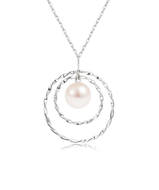 ネックレス レディース あこや真珠 パール 一粒 ダブルサークル Pt900 プラチナ K18 18金 ゴールド