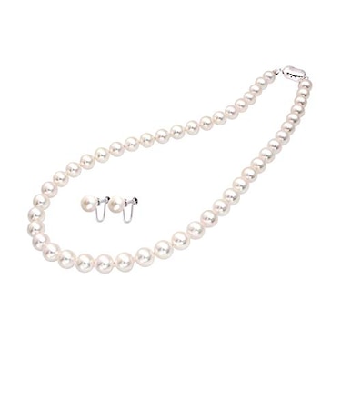 花珠 あこや真珠 8-8.5mm 2点セット 連 ネックレス イヤリング