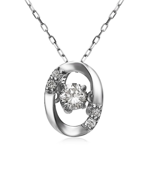 ダイヤモンド ネックレス Pt900 プラチナ K18 ゴールド ダンシング オーバル ダイヤ 0.1ct