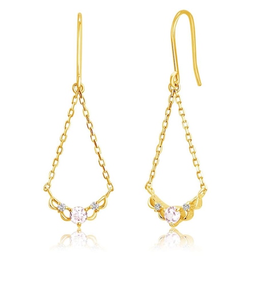 ピアス レディース モルガナイト 0.1ct ダイヤモンド フック PT900 プラチナ K18 イエローゴールド