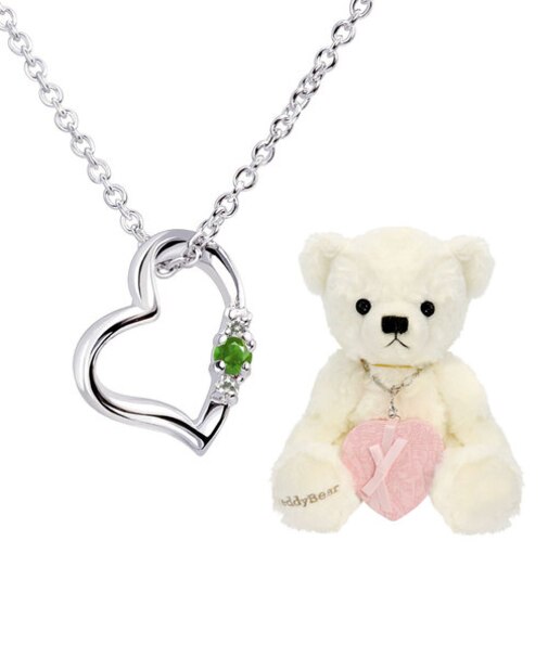 【選べる12誕生石xテディベア(パールホワイトカラー)】ネックレス レディース シルバー ダイヤモンド 12誕生石 ( 1・2・3・4・5・6・7・8・9・10・11・12月) オープン ハート セット 誕生日 プレゼント シアーズ