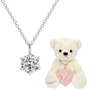 【選べるテディベア】ネックレス レディース キュービックジルコニア 一粒 テディベア 一粒CZ 誕生日 プレゼント シアーズ