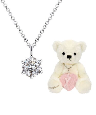 【選べるテディベア】ネックレス レディース キュービックジルコニア 一粒 テディベア 一粒CZ 誕生日 プレゼント シアーズ