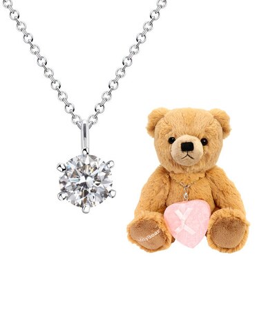 【選べるテディベア】ネックレス レディース キュービックジルコニア 一粒 テディベア 一粒CZ 誕生日 プレゼント シアーズ