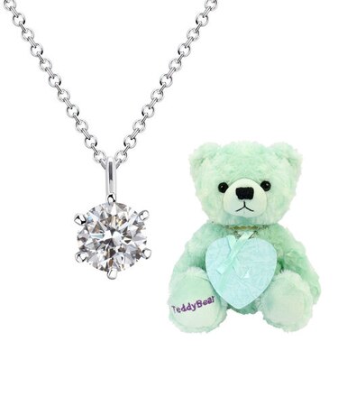 【選べるテディベア】ネックレス レディース キュービックジルコニア 一粒 テディベア 一粒CZ 誕生日 プレゼント シアーズ