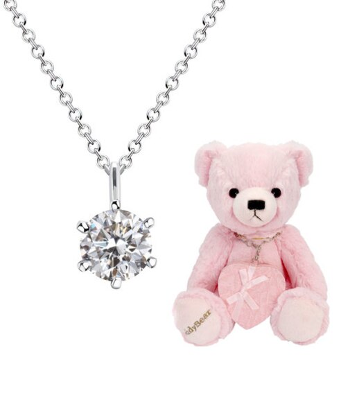 【選べるテディベア】ネックレス レディース キュービックジルコニア 一粒 テディベア 一粒CZ 誕生日 プレゼント シアーズ
