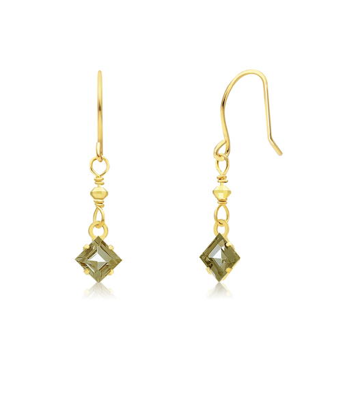 ピアス レディース K10 フックピアス 天然石 スモーキークォーツ スクエア ゴールド