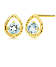 ピアス レディース K10 スタッドピアス 天然石 アクアマリン ゴールド