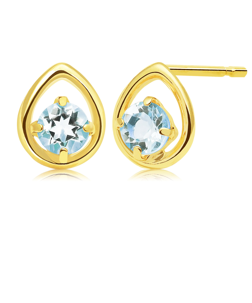 ピアス レディース K10 スタッドピアス 天然石 アクアマリン ゴールド