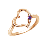 リング 指輪 レディース シルバー925 ピンクゴールド オープンハート ダイヤモンド 誕生石 2月 アメジスト