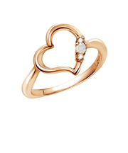 リング 指輪 レディース シルバー925 ピンクゴールド オープンハート ダイヤモンド 誕生石 4月