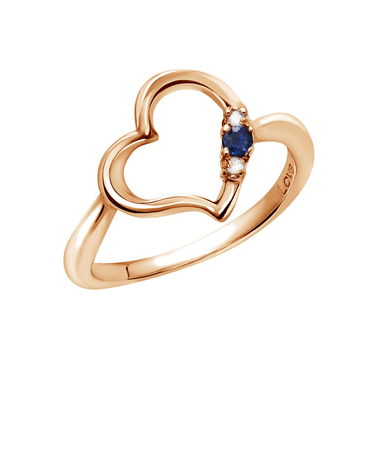 リング 指輪 レディース シルバー925 ピンクゴールド オープンハート ダイヤモンド 誕生石 9月 サファイア