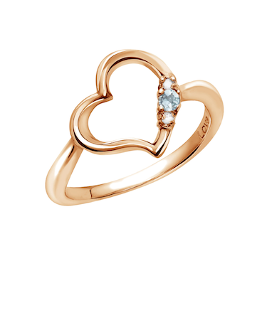 リング 指輪 レディース シルバー925 ピンクゴールド オープンハート ダイヤモンド 誕生石 11月 ブルートパーズ