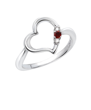 リング 指輪 レディース シルバー925 オープンハート ダイヤモンド 誕生石 1月 ガーネット