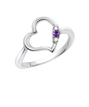 リング 指輪 レディース シルバー925 オープンハート ダイヤモンド 誕生石 2月 アメジスト