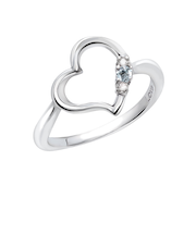 リング 指輪 レディース シルバー925 オープンハート ダイヤモンド 誕生石 3月 アクアマリン