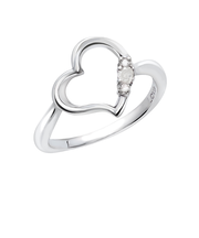 リング 指輪 レディース シルバー925 オープンハート ダイヤモンド 誕生石 4月