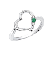 リング 指輪 レディース シルバー925 オープンハート ダイヤモンド 誕生石 5月 エメラルド