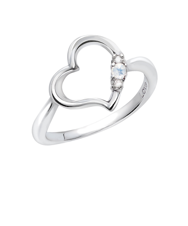リング 指輪 レディース シルバー925 オープンハート ダイヤモンド 誕生石 6月 ムーンストーン