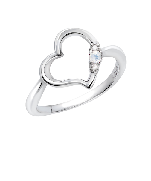 リング 指輪 レディース シルバー925 オープンハート ダイヤモンド 誕生石 6月 ムーンストーン