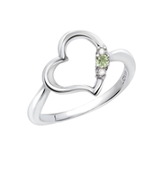 リング 指輪 レディース シルバー925 オープンハート ダイヤモンド 誕生石 8月 ペリドット