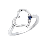 リング 指輪 レディース シルバー925 オープンハート ダイヤモンド 誕生石 9月 サファイア