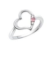 リング 指輪 レディース シルバー925 オープンハート ダイヤモンド 誕生石 10月 ピンクトルマリン
