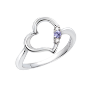 リング 指輪 レディース シルバー925 オープンハート ダイヤモンド 誕生石 12月 タンザナイト