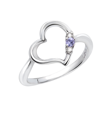 リング 指輪 レディース シルバー925 オープンハート ダイヤモンド 誕生石 12月 タンザナイト