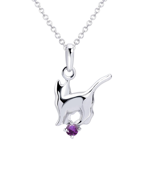 【選べる12誕生石】キャット ネコ 猫ネックレス レディース シルバー 誕生石