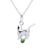 【選べる12誕生石】キャット ネコ 猫ネックレス レディース シルバー 誕生石