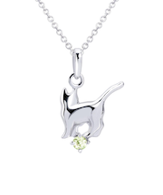 【選べる12誕生石】キャット ネコ 猫ネックレス レディース シルバー 誕生石