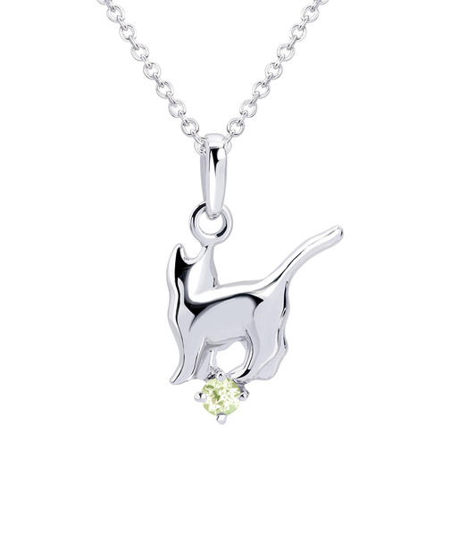 【選べる12誕生石】キャット ネコ 猫ネックレス レディース シルバー 誕生石