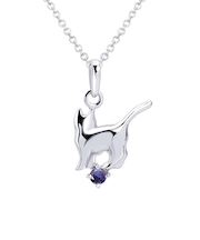 【選べる12誕生石】キャット ネコ 猫ネックレス レディース シルバー 誕生石