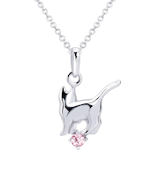 【選べる12誕生石】キャット ネコ 猫ネックレス レディース シルバー 誕生石