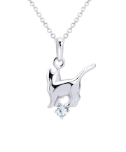 【選べる12誕生石】キャット ネコ 猫ネックレス レディース シルバー 誕生石