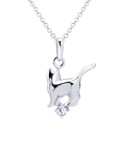 【選べる12誕生石】キャット ネコ 猫ネックレス レディース シルバー 誕生石