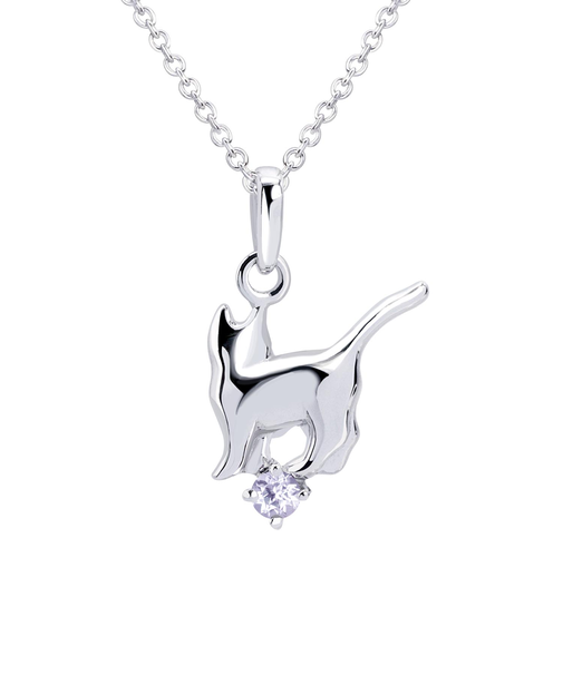 【選べる12誕生石】キャット ネコ 猫ネックレス レディース シルバー 誕生石