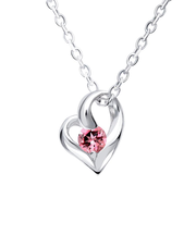 【選べる12誕生石】オープンハート ネックレス レディース