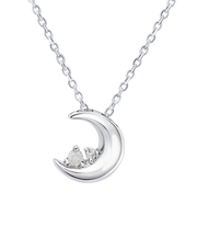 【選べる12誕生石×ダイヤモンド】クレセントムーン ネックレス レディース