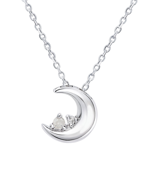【選べる12誕生石×ダイヤモンド】クレセントムーン ネックレス レディース