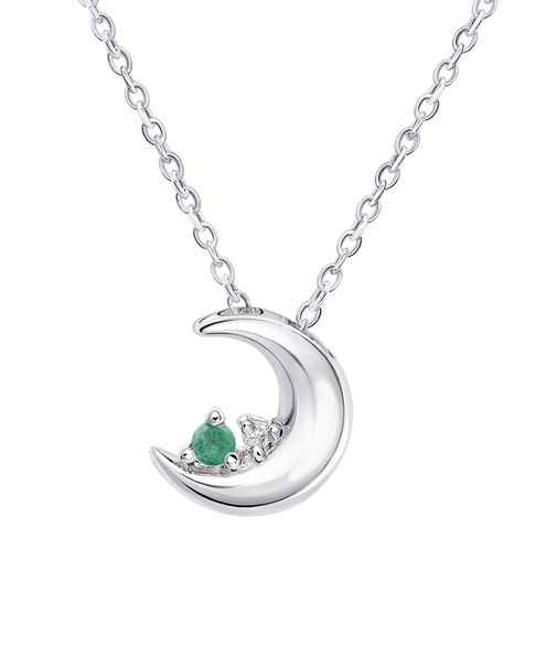 【選べる12誕生石×ダイヤモンド】クレセントムーン ネックレス レディース