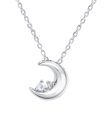【選べる12誕生石×ダイヤモンド】クレセントムーン ネックレス レディース